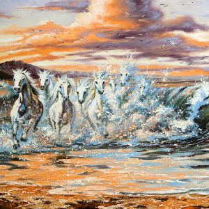 Peinture sur toile Chevaux Au Bord De La Mer – Image 1