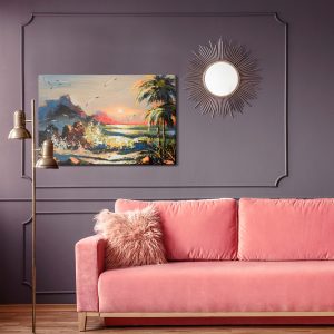 Peinture sur toile Paysage Peint Avec Coucher De Soleil – Image 4