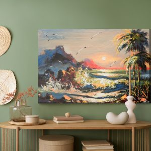 Peinture sur toile Paysage Peint Avec Coucher De Soleil – Image 5
