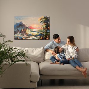 Peinture sur toile Paysage Peint Avec Coucher De Soleil – Image 7