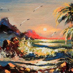 Peinture sur toile Paysage Peint Avec Coucher De Soleil – Image 1
