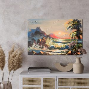 Peinture sur toile Paysage Peint Avec Coucher De Soleil – Image 3