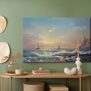 Peinture sur toile Rochers Marins Et Navires – Image 5