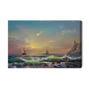 Peinture sur toile Rochers Marins Et Navires – Image 2