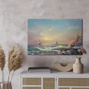 Peinture sur toile Rochers Marins Et Navires – Image 3