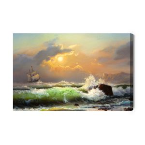 Peinture sur toile Navire Dans Une Mer Orageuse – Image 2