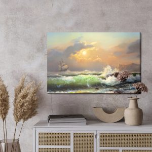 Peinture sur toile Navire Dans Une Mer Orageuse – Image 3