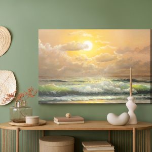 Peinture sur toile Le Soleil Et Les Nuages ​​Au-Dessus De La Mer – Image 5