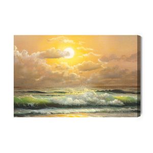 Peinture sur toile Le Soleil Et Les Nuages ​​Au-Dessus De La Mer – Image 2