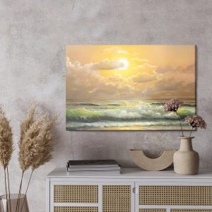 Peinture sur toile Le Soleil Et Les Nuages ​​Au-Dessus De La Mer – Image 3