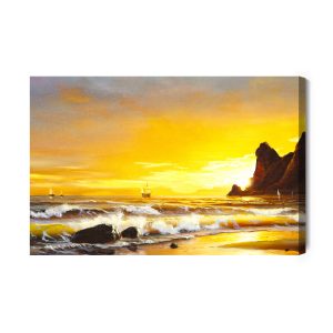 Peinture sur toile Mer Et Coucher De Soleil – Image 2