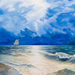 Peinture sur toile Nuages ​​Sombres Au-Dessus De La Mer – Image 1