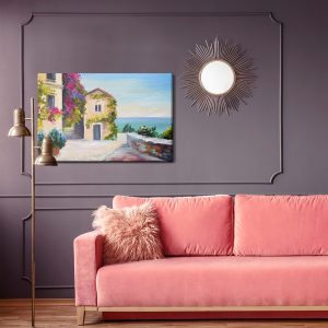 Peinture sur toile Mer Et Maison À Santorin – Image 4