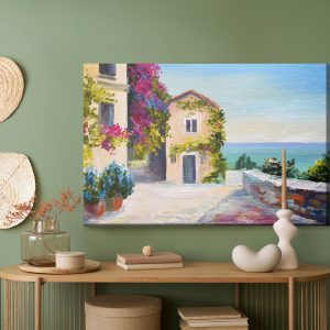 Peinture sur toile Mer Et Maison À Santorin – Image 5