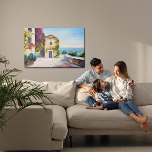 Peinture sur toile Mer Et Maison À Santorin – Image 7