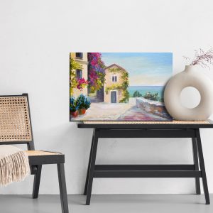 Peinture sur toile Mer Et Maison À Santorin – Image 6