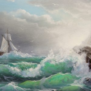 Peinture sur toile Voilier Avec Mer Et Vagues – Image 1
