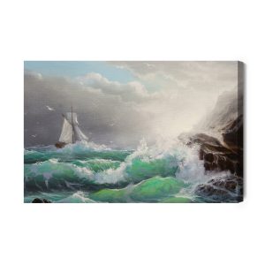 Peinture sur toile Voilier Avec Mer Et Vagues – Image 2