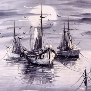 Peinture sur toile La Mer Et Les Navires Sont Peints – Image 1