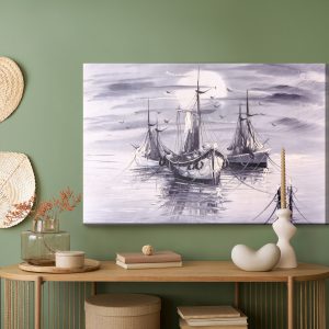 Peinture sur toile La Mer Et Les Navires Sont Peints – Image 5