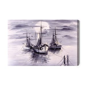 Peinture sur toile La Mer Et Les Navires Sont Peints – Image 2