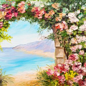 Peinture sur toile Fleurs Et Mer – Image 1