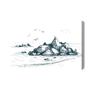 Peinture sur toile Mer De Rochers Et De Mouettes – Image 2
