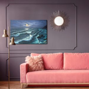Peinture sur toile Vagues De La Mer Et Lune – Image 4