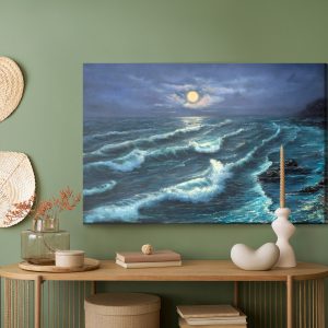 Peinture sur toile Vagues De La Mer Et Lune – Image 5