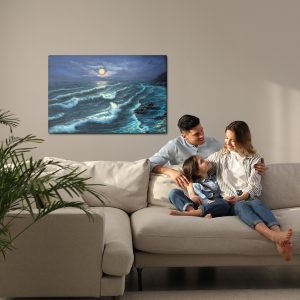Peinture sur toile Vagues De La Mer Et Lune – Image 7