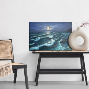 Peinture sur toile Vagues De La Mer Et Lune – Image 6