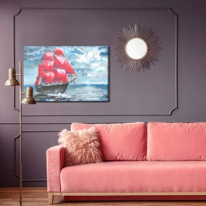 Peinture sur toile Navire Rouge Dans La Mer – Image 4