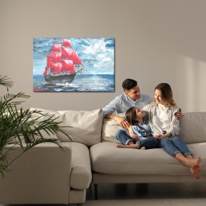 Peinture sur toile Navire Rouge Dans La Mer – Image 7