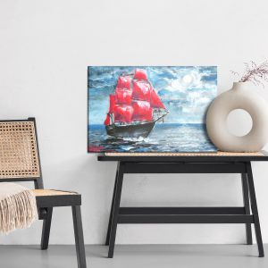 Peinture sur toile Navire Rouge Dans La Mer – Image 6