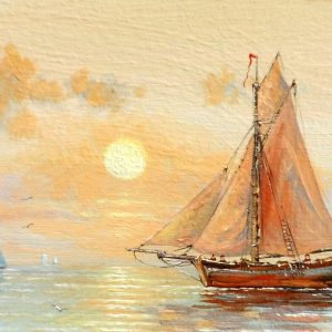 Peinture sur toile Bateau Et Mer Aux Couleurs Pastel – Image 1