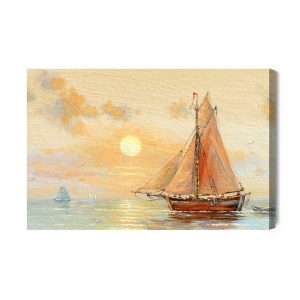 Peinture sur toile Bateau Et Mer Aux Couleurs Pastel – Image 2