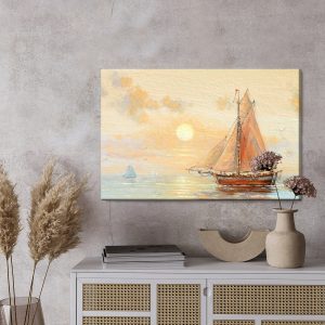Peinture sur toile Bateau Et Mer Aux Couleurs Pastel – Image 3