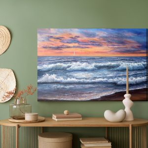 Peinture sur toile Du Paysage De La Mer Et Du Coucher Du Soleil – Image 5