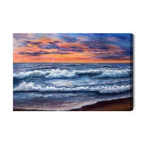Peinture sur toile Du Paysage De La Mer Et Du Coucher Du Soleil – Image 2