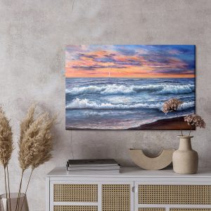 Peinture sur toile Du Paysage De La Mer Et Du Coucher Du Soleil – Image 3