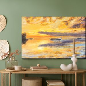 Peinture sur toile Coucher De Soleil Sur Une Mer Calme – Image 5