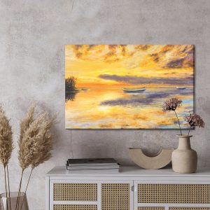 Peinture sur toile Coucher De Soleil Sur Une Mer Calme – Image 3
