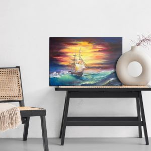 Peinture sur toile Mer Agitée Et Un Navire – Image 6