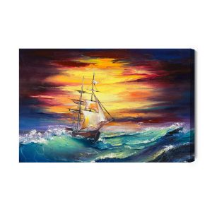 Peinture sur toile Mer Agitée Et Un Navire – Image 2