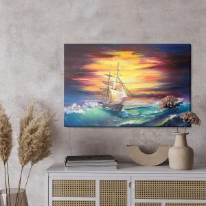 Peinture sur toile Mer Agitée Et Un Navire – Image 3
