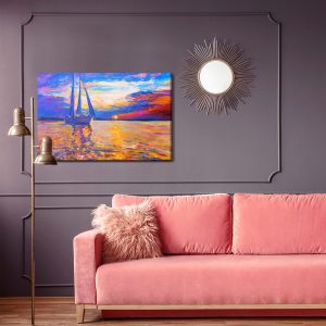 Peinture sur toile Coucher De Soleil Coloré Au Bord De La Mer – Image 4