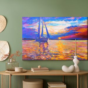 Peinture sur toile Coucher De Soleil Coloré Au Bord De La Mer – Image 5