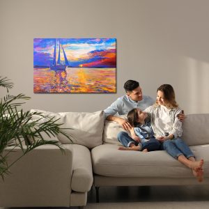 Peinture sur toile Coucher De Soleil Coloré Au Bord De La Mer – Image 7