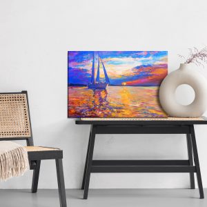 Peinture sur toile Coucher De Soleil Coloré Au Bord De La Mer – Image 6