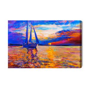 Peinture sur toile Coucher De Soleil Coloré Au Bord De La Mer – Image 2